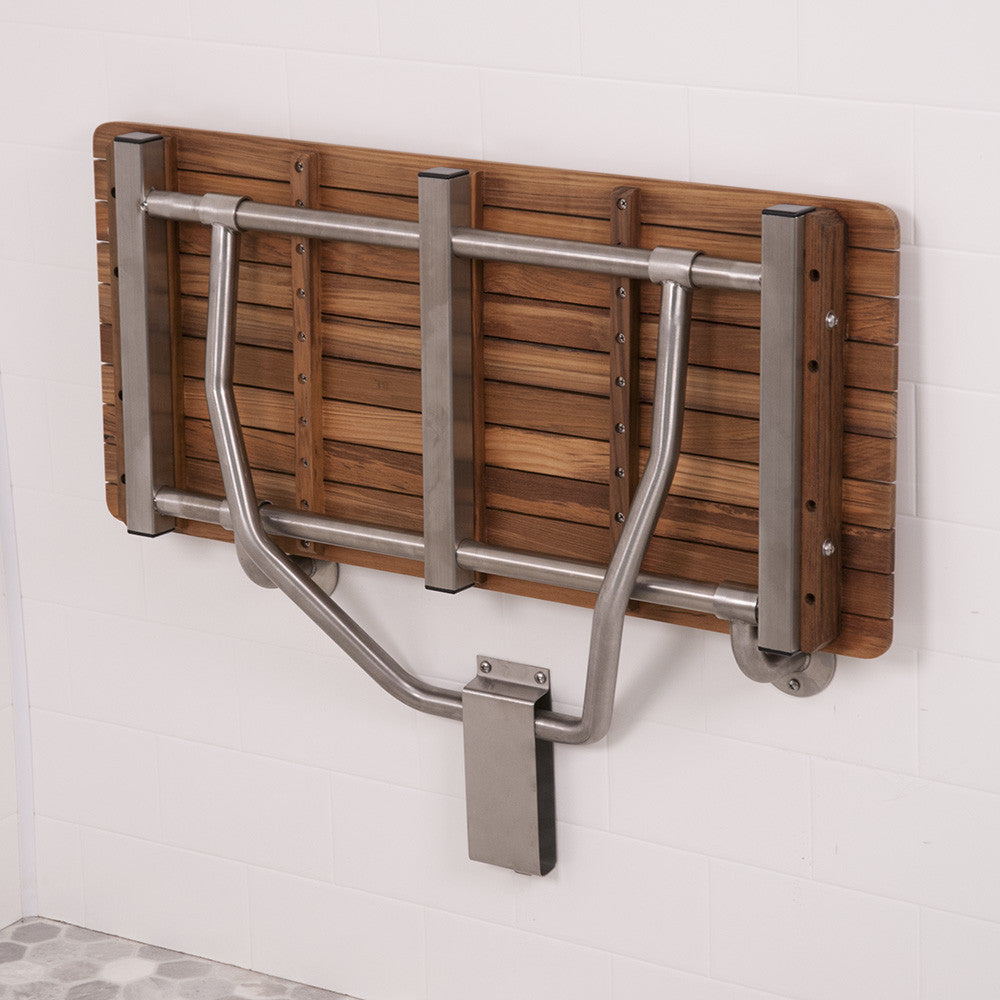 ADA Compliant Teak Wall Mount Shower Bench Seat