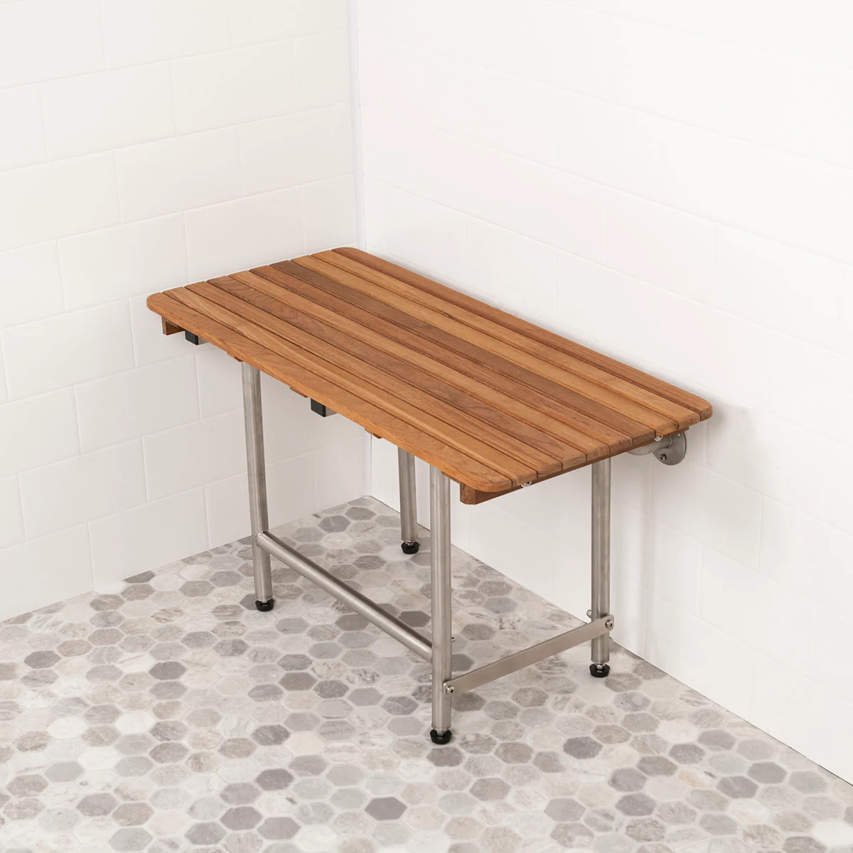 What's the finish like on the ADA folding shower seat with legs in teak?
