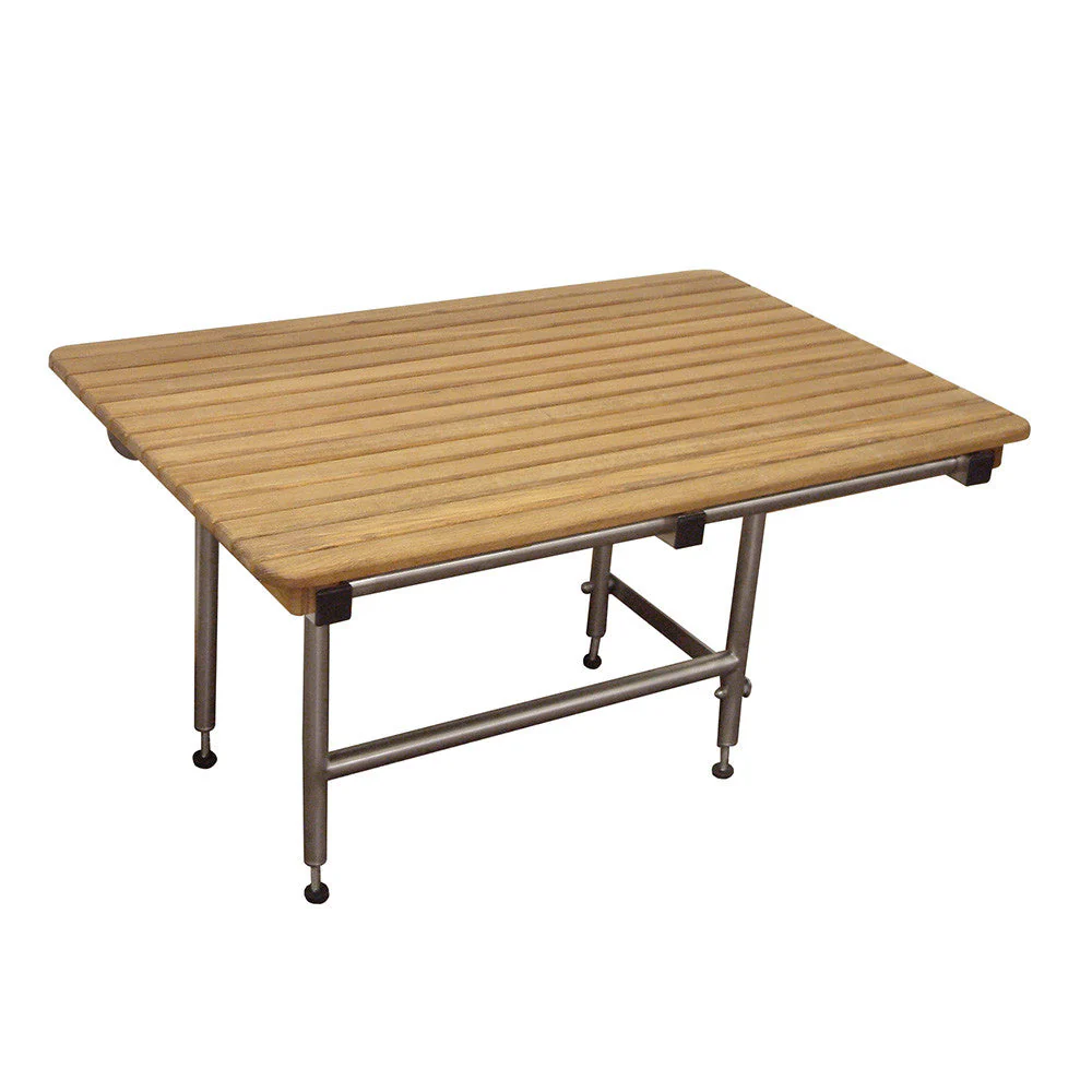 42" x 24" Wide Teak ADA Shower Seat with Drop Down Legs Questions & Answers