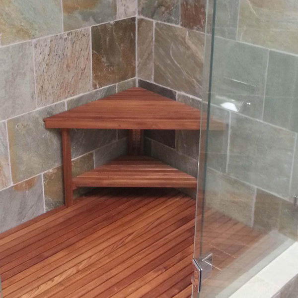 Teak Corner Shower Benches and Seats