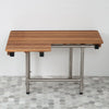 Teak Right-Hand ADA Shower Bench Seat with Drop Down Legs