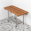 26" Wide Teak ADA Shower Bench Seat with Drop Down Legs