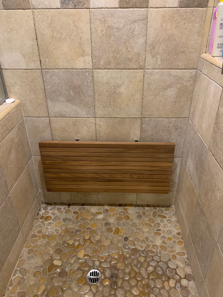 Floating Fold Down Teak Shower Bench Seat | Teakworks4u