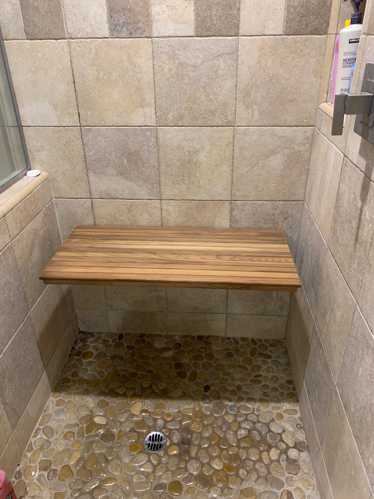 Floating Fold Down Teak Shower Bench Seat | Teakworks4u