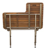 30" Teak Left-Hand ADA Shower Bench with Drop Down Legs in Storage Position