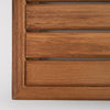 Corner detail of the Teak Mat with Narrow Edge Framing